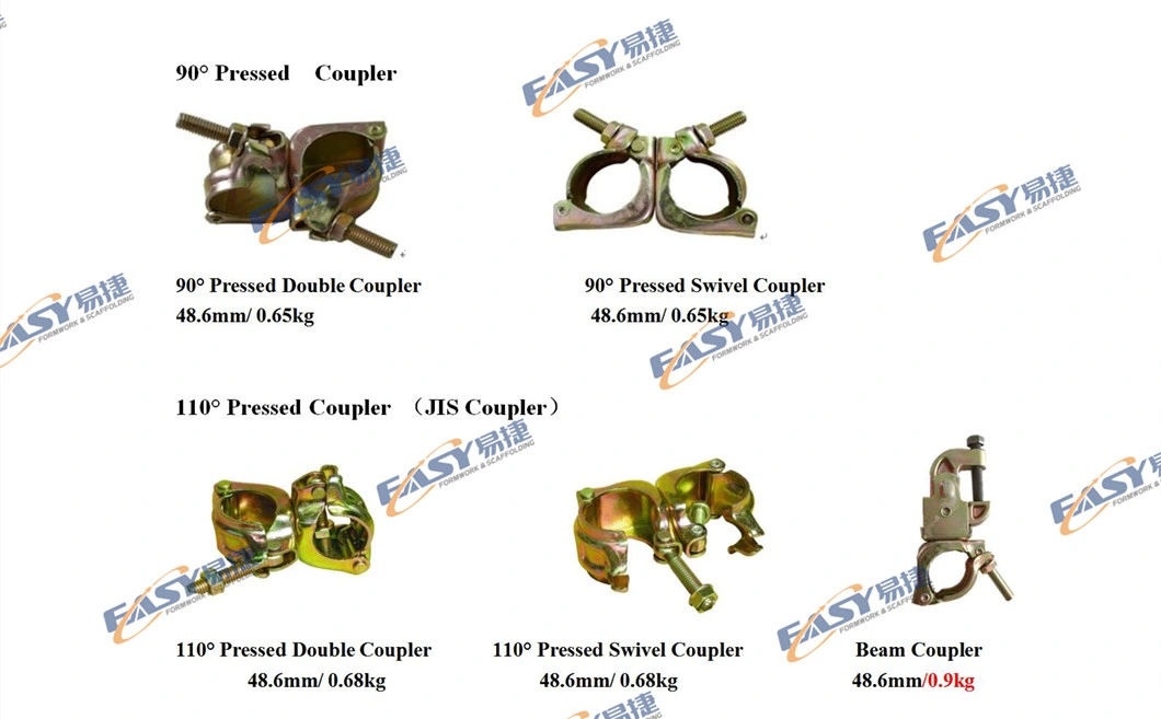 Easy Scaffold BS1139 En74 JIS Drop Forged Pressed Q235 Steel Scaffolding Double Fix Swivel Sleeve Beam 48/60mm Scaffolding Coupler