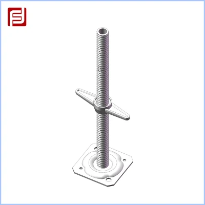 Gato de tornillos ajustables para andamios con placa base fabricado en China Base de gato para andamios de acero galvanizado en caliente